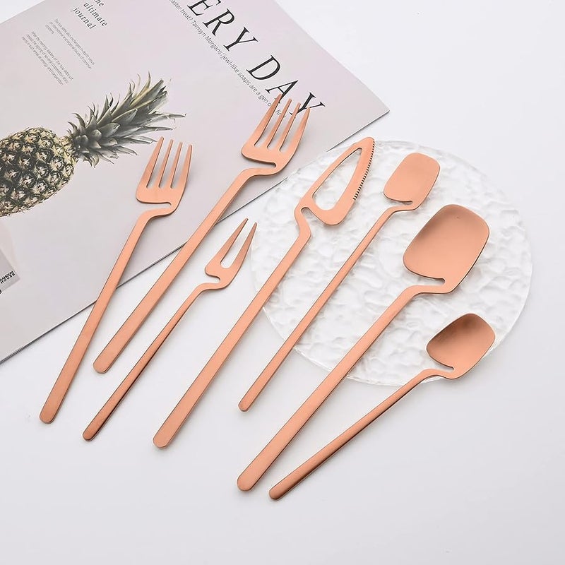 8 Piece Rose Gold Mini Teaspoon Set For Coffee Dessert Cake Ice Cream - Image 3